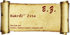 Bakró Zita névjegykártya